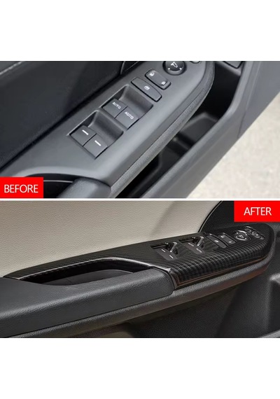 Honda Civic Fc5 Fk7 2017 - 2020 İç Kapı Kol Dayama Cam Düğme Karbon Fiber 2 Adet Ön Taraf 2 Adet Ar