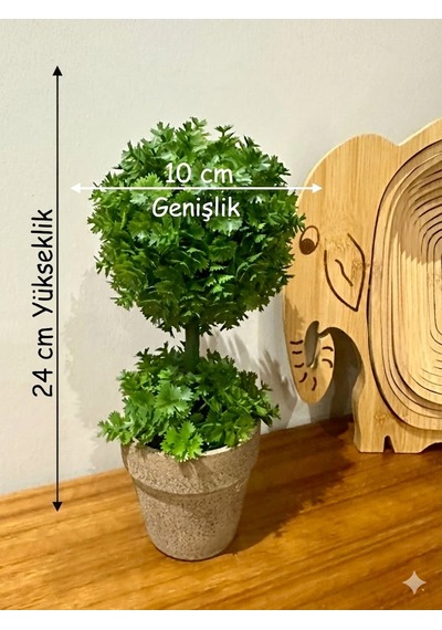 Ev Ve Ofis Hediyesi Dekoratif Yapay Şimşir Ağacı - Saksılı 10x24 Cm Yeşil