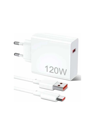 Lb 120w Şarj Aleti Hızlı Çift Turbo Şarj Aleti Seti Beyaz