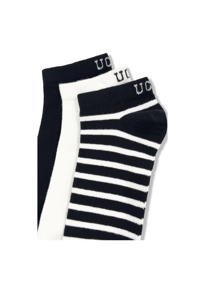 Ucla Lıoren 3'lü Siyah Kısa Jakarlı Pamuk Standard Fit Unisex Çorap