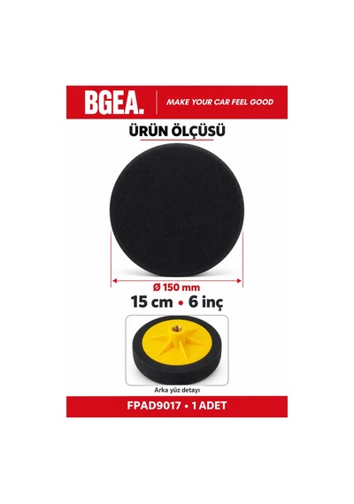 Bgea Premium Aplikatörlü Sünger Siyah 6 İnç 150 Mm