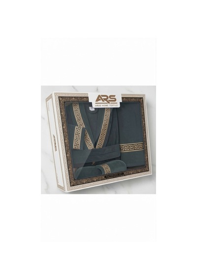Premium %100 Pamuk Unisex Şalyaka Cepli Bornoz Seti 4 Parça Havlu Terlik Takımı Gri Gri