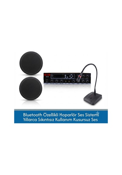 Cafe Ve Ofisler İçin Hazır Ses Paketi: 2'li Tavan Hoparlör Mikrofon Ve Bluetooth Amfi Set