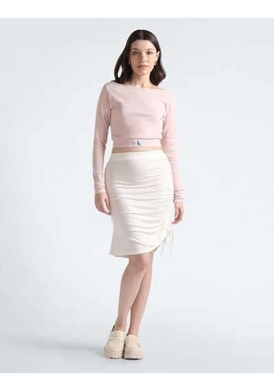 Side Gathering Skirt Etek BEYAZ