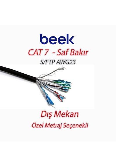 Beek Cat7 Saf Bakır S/ftp Awg23 Spe Dış Mekan İnternet Data Kablosu, Siyah Renk