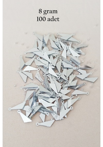 Oya Abiye Bileklik Kolye Pleksi Metalik Plastik Pul Gümüş Renk 8 Gram 100 Adet - Bnc533