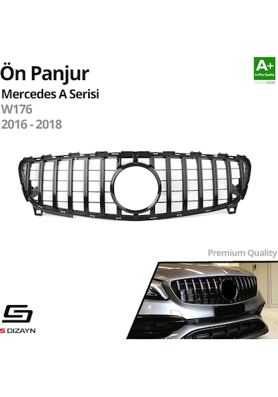 S-dizayn Mercedes A-class W176 Ön Panjur Parlak Siyah Piano Black Gtr Model 2016-2018
