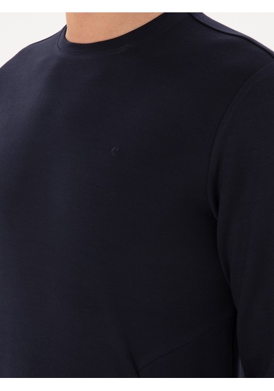 Lacivert Regular Fit Modal Karışımlı Bisiklet Yaka Sweatshirt