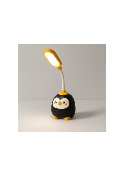 Pengulight Led Masa Lambası Sevimli Penguen Tasarım, Ayarlanabilir Başlık, Göz Yormayan Işık Siyah