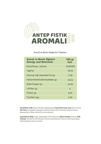 Melwiss Chocolate Antep Fıstık Aromalı Tatlı Sos 330 G - Waffle & Krep & Pankek Sosu