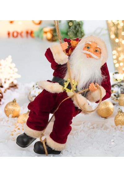 Yılbaşı Süsü Noel Baba Biblo Figür Büyük Boy 45cm - Asma İpi İle 78 Cm