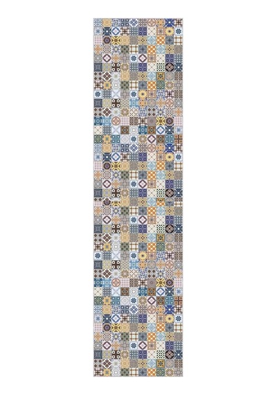 Viva Home Kaymaz Tabanlı Çini Desen Rulo Yolluk Ar337, Mavi, 80 X 190 Diğer