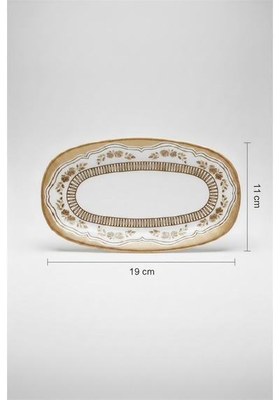 12'li Valencia Oval Kayık Tabak 19cm Dijital Salda Rinart Krem