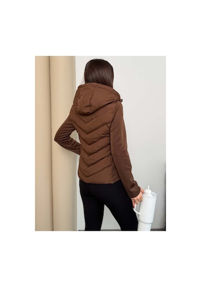 Asur Boutique Asur Butik Kadın Kapşonlu Micro Dolumlu Zr Model Mont Kahverengi