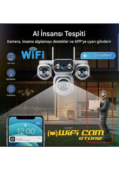 Kör Noktasız 4 Kameralı Akıllı Ptz Wifi Kamera Hieasy Uygulama