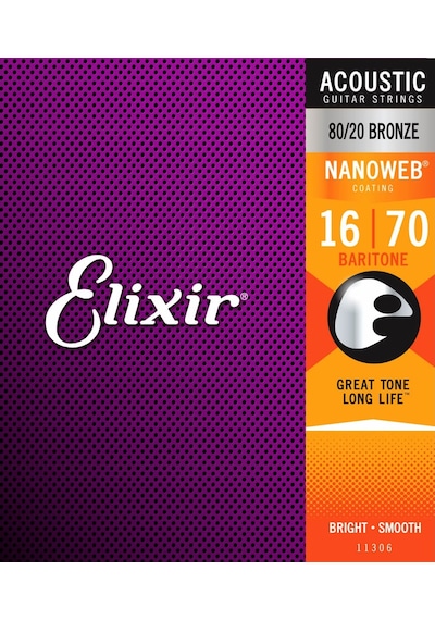 Elixir 11306 Nanoweb Bar Akustik Gitar Teli 16-70