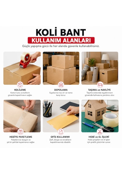 45x100 M Şeffaf Koli Bandı Güçlü Yapışkan Ambalaj Ve Paketleme Bandı 1 Adet