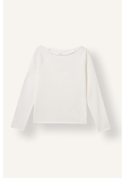 Defacto Slim Fit Büyük Yaka Reglan Uzun Kollu Basic Tişört Kız Çocuk I8377a826auer136 Ekru-er136