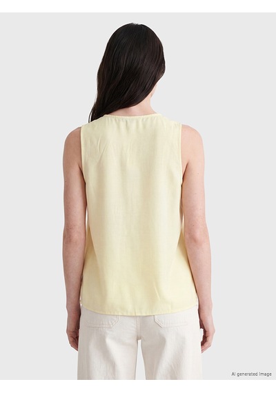 Lcw Comfort Sarı Bağlamalı Yaka Pileli Bluz