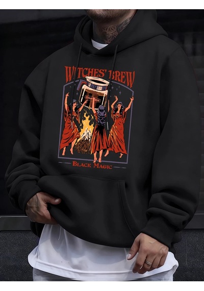 Startmore Tarzsokak Cadılar Brew Black Magic Baskılı Erkek Kazak Rahat Kazak Gevşek Trendy Tüm Maç Hoody Unisex S Siyah