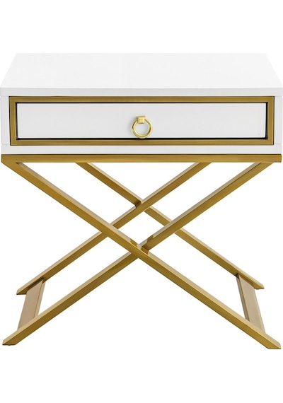 Jasmin Gold Metal Beyaz Komodin