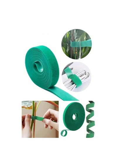 5 Metre 1 Cm Yeşil Renk Bahçe Bitki Fide Bağlama Bandı Çırt Çırt Bant Standart