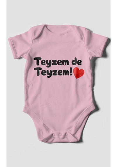 Morivokids Teyzem De Teyzem Kısa Kollu Bebek Body %100 Pamuk Koyu Pembe