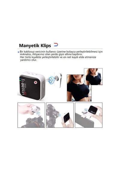 Lensgo 348C Beyaz 1V1 Kablosuz Tekli Mikrofon Seti