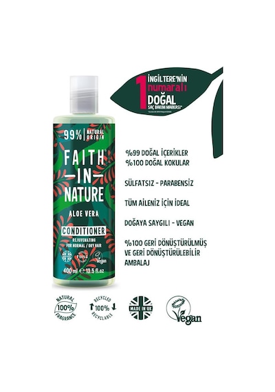 Faith in Nature %99 Doğal Yenileyici Aloe Vera Normal & Kuruya Dönük Saçlar İçin Saç Bakım Kremi 400 ML