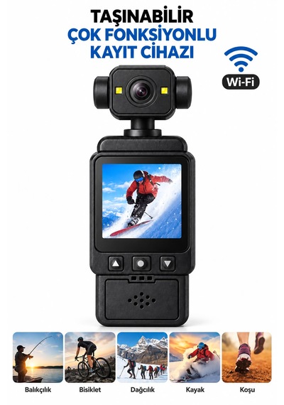 1080p Hd Video Aksiyon Kamerası Wifi İle Telefon Bağlantısı Hareket Sırasında Titreşim Önleme 2.0 İnç Ekran Dolgu Işığı
