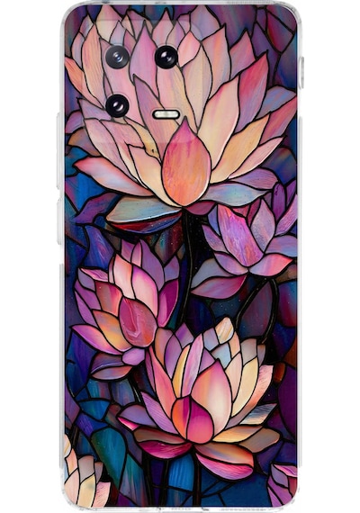 Printify Xiaomi Mi 13 İle Uyumlu Vitray Sessiz Lotus Tasarımlı Şeffaf Silikon Kılıf Şeffaf