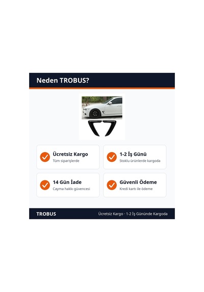Trobus Çamurluk Havalandırma Venti Bmw Tipi Kısa 2'li 21x15,5 Cm Parlak Siyah