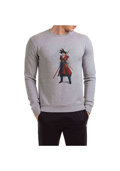 Anime Dragon Ball Ball Z Whis Baskılı Gri Erkek Sweatshirt