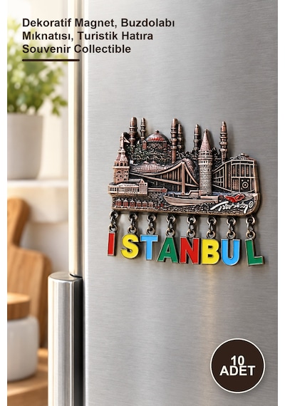 10 Adet Sarkaçlı İstanbul Temalı Magnet Dekoratif Magnet, Buzdolabı Mıknatısı, Turistik Hatıra Souvenir Collectible