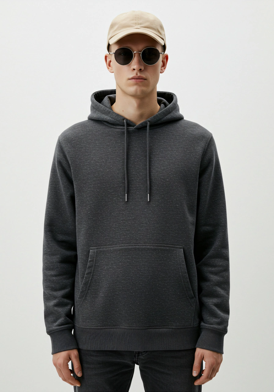 Erkek Oversize %100 Pamuk Yüksek Kalite Erkek Kapüşonlu Sweatshirt Antasit