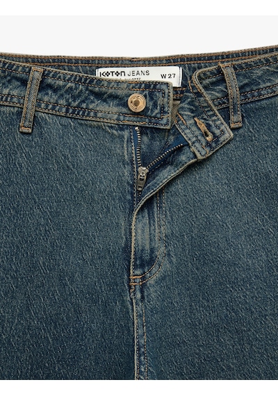 Koton Yüksek Bel Rahat Kalıp Pamuklu Denim Pantolon - Culotte Jeans Green Cast 7wal40056md Yeşil