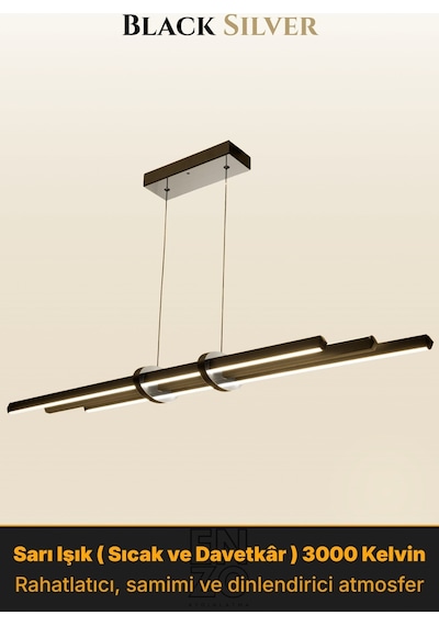 Cosmo Silver Lineer Led Sarkıt Avize Kumandalı Dim Edilebilir Yukarı & Aşağı Işık Sarı Işık