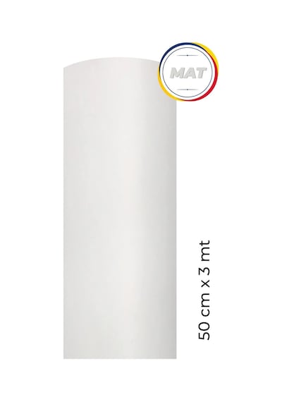 Mat Beyaz Yapışkanlı Kaplama Folyosu 50 Cm X 3 Mt Standart