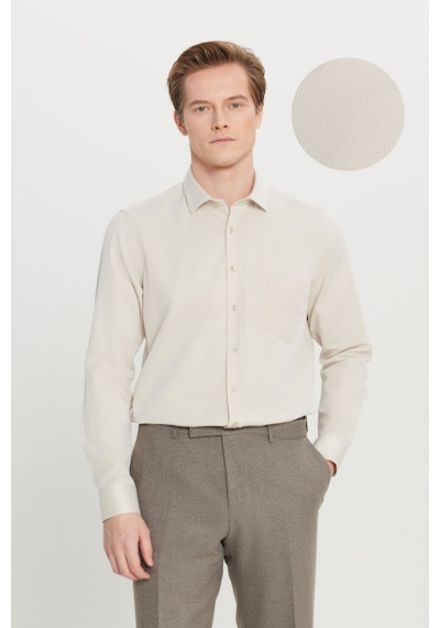 AC&Co / Altınyıldız Classics Erkek Bej Pamuklu Tailored Slim Fit Dar Kesim Klasik Yaka Armürlü Cepli Gömlek Bej AC&Co / Altınyıldız Classics Erkek Bej Pamuklu Tailored Slim Fit Dar Kesim Klasik Yaka Armürlü Cepli Gömlek Bej