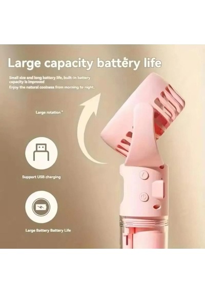 El Tipi Sulu Buharlı Fan Şarjlı Vantilatör Mini Masaüstü El Fan Taşınabilir 3 Kademeli Usb Pervane