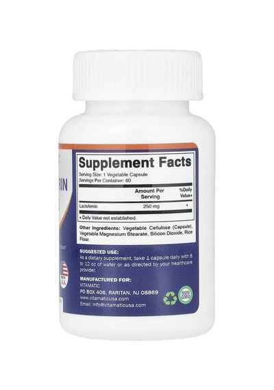Vitamatic, Lactoferrin, 250 Mg, 60 Vegetable Capsules