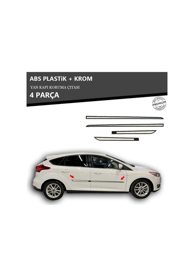 Ford Focus 2011 Üzeri Sedan-hb Yan Kapı Koruma Çıtası Plastik + Krom Unvrslppkçt00048