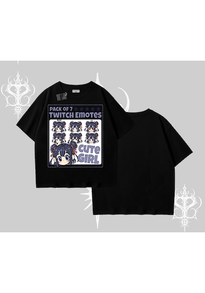 Tarzsokak Oversize Tshirt Twitch Emotes Cute Girl Anime Expression Siyah Tarzsokak Oversize Tshirt Twitch Emotes Cute Girl Anime Expression Siyah