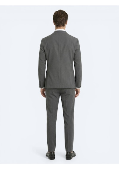 Kip Haki Çizgili Modern Fit Takım Elbise