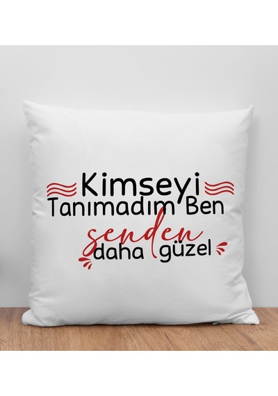 Bk Gift Kimseyi Tanımadım Ben Tasarımlı Beyaz Kırlent Yastık, Arkadaşa , Ev Dekorasyonu, Ev si-2 Bitmeyen135603 Bk Gift