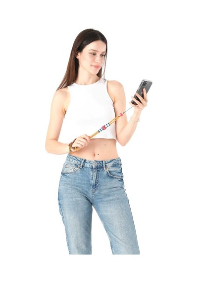 Hippi Boncuk 1 Renkli Boncuk Askılı Telefon Askısı - 125 Cm