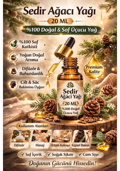 Sedir Ağacı Yağı Misk 20 Ml Uçucu Yağ %100 Doğal Saf Aromaterapi Diğer