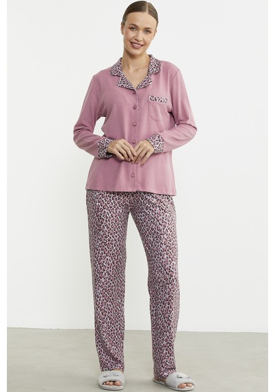 Sementa Leopar Kombinli Gömlek Pijama Takım - Pembe Pembe