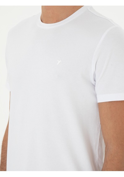 Beyaz Slim Fit Bisiklet Yaka Merserize Basic T-shirt 15841036