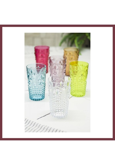Storeşahin Akrilik Renkli 6'lı Uzun Bardak & Su Meşrubat Bardağı 750 Ml Büyük Boy & Cam Değildir Shn0720